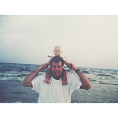 olivia_holt 5 hours ago On the shoulders of my buddy, true rockstar, and hero. My dad. Fathers Day without you isn't the same. See you soon, love you loads.